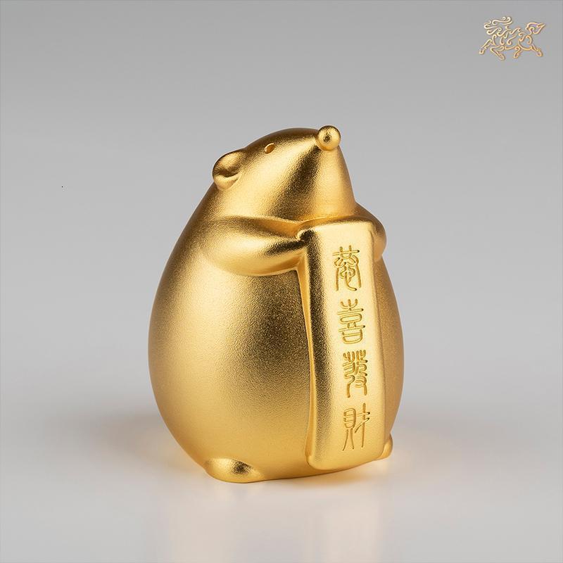 美帮汇全铜摆件《鼠年恭喜发财(真金鎏镀)》 家居饰品 摆件高清大图