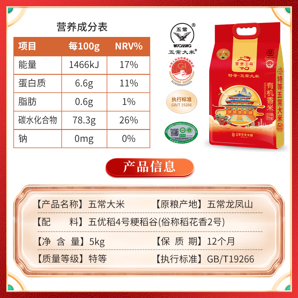 京贡1号生态五常大米5kg非转基因香软可口健康好米高清大图