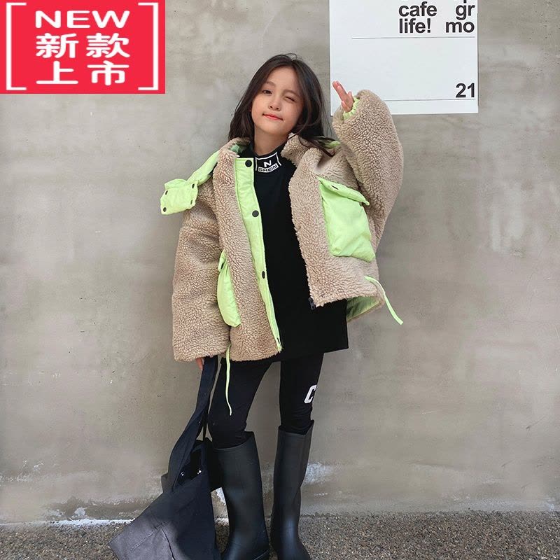 可莉允女童棉服加厚2022冬时髦小女孩羊羔绒外套棉衣中大儿童炸街毛毛衣图片