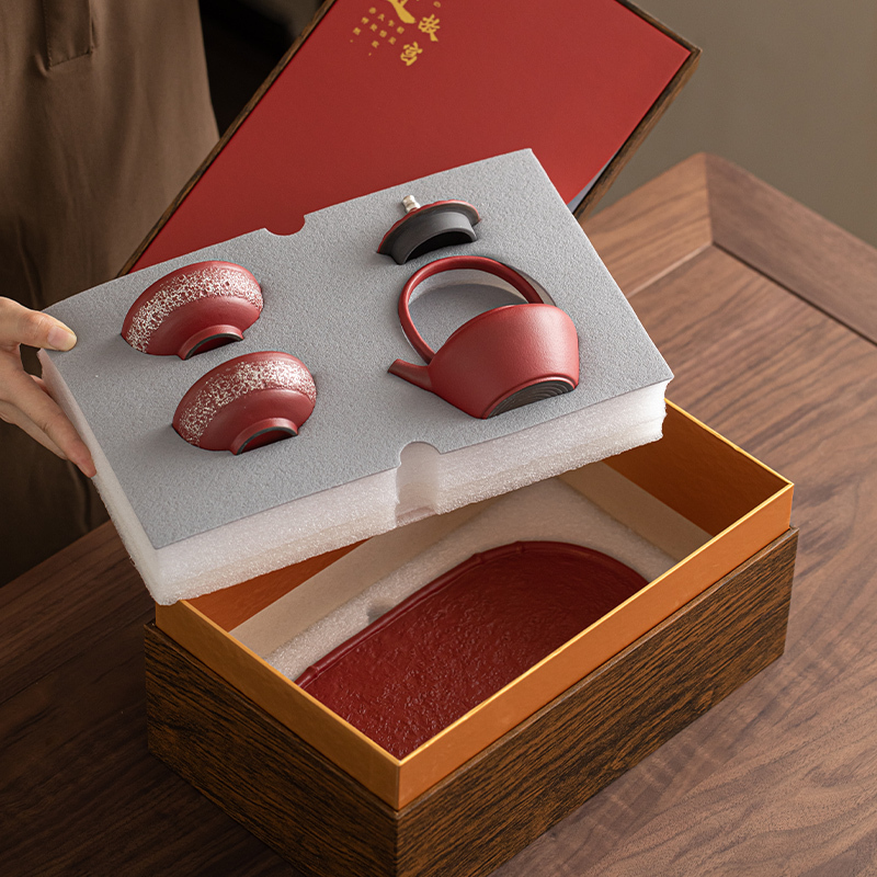 苏氏陶瓷(SUSHI CERAMICS)国潮走进故宫宫墙红提梁壶功夫茶具套组
