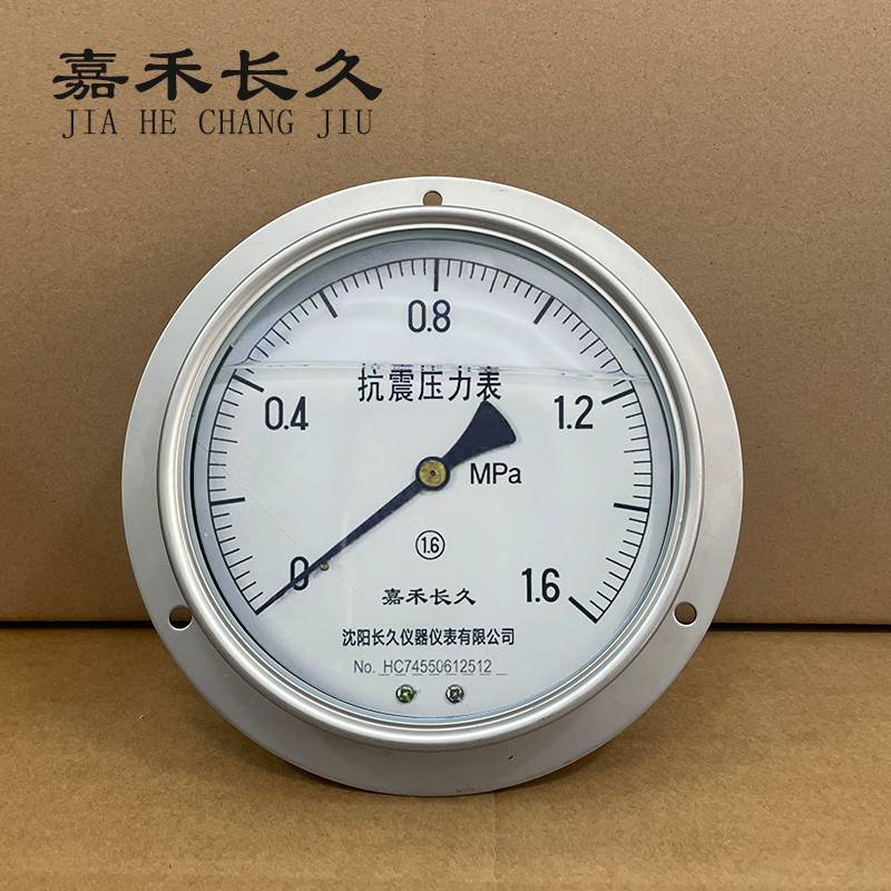 嘉禾长久 耐震压力表轴向带边（带辽宁省级检定证书）YTN150ZT 0-1.6MPA 块高清大图