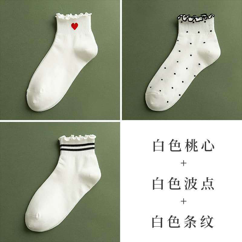 袜子女韩版短袜原宿学院运动棉袜春夏薄款甜美可爱荷叶边学生船袜莎丞