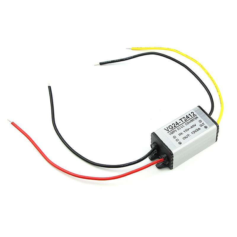 鹿途 24V转12V降压器2A/24W 货车大巴车车载影音倒车影像低音炮改装电源转换器直流模块