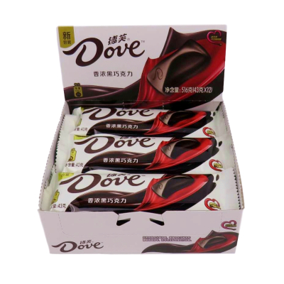 德芙(DOVE)香浓黑巧克力516g盒装(12条*43g)