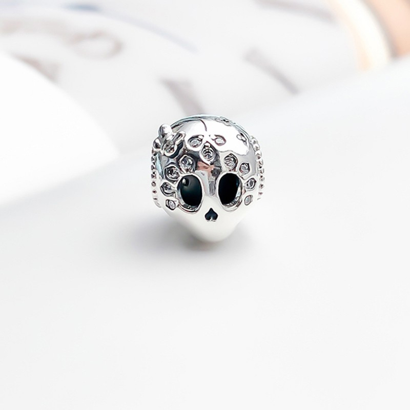 PANDORA潘多拉 925银串饰璀璨骷髅头 时尚串珠项链吊坠 797866CZ 璀璨骷髅头797866CZ可搭配手链项
