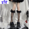Ideamini蕾丝花边袜子女中筒白色日系小腿袜丝袜透明提花公主袜袜子