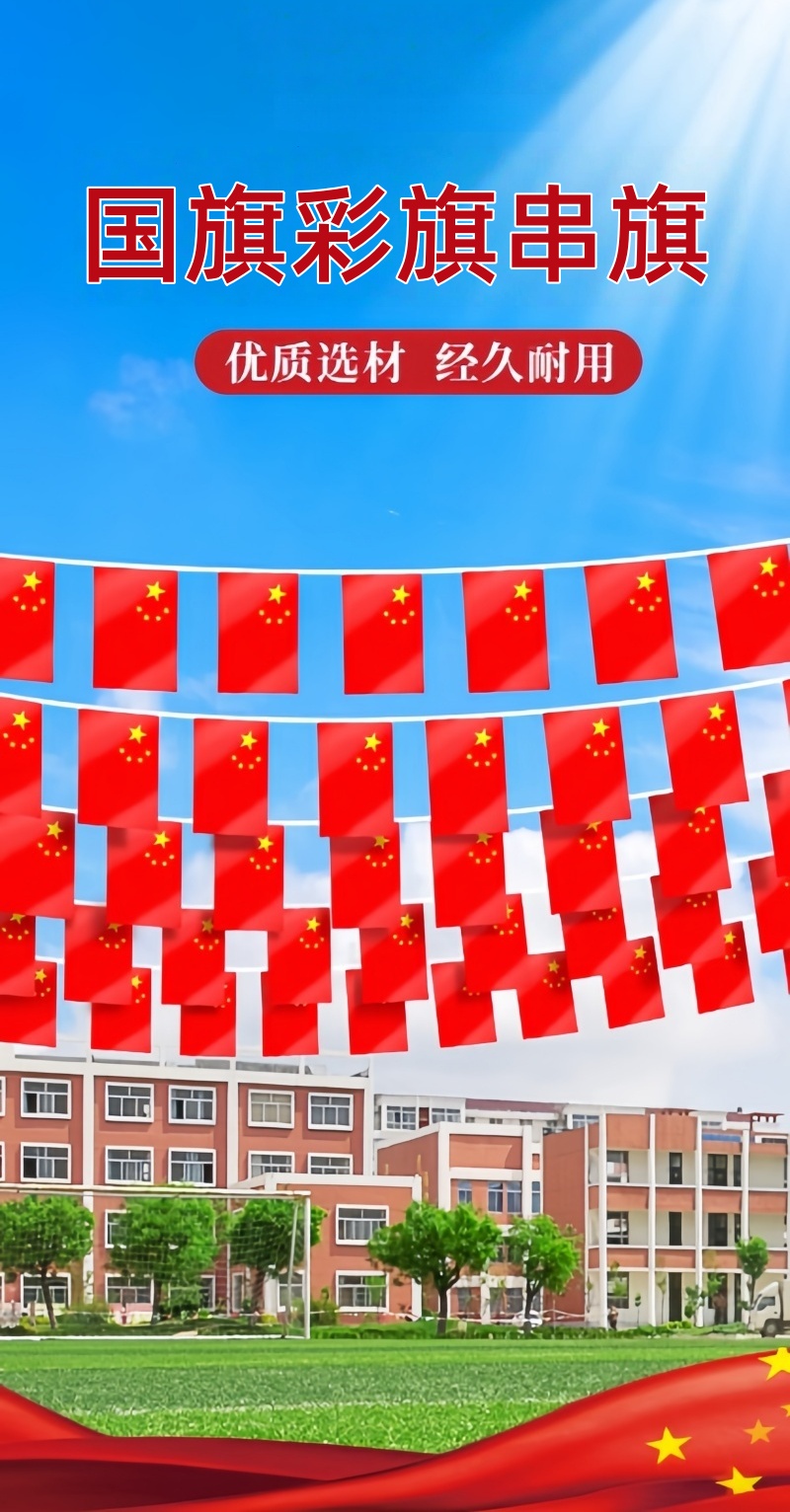 铁洋 国旗彩旗串旗 布质40米75面串旗 20*30cm 包高清大图