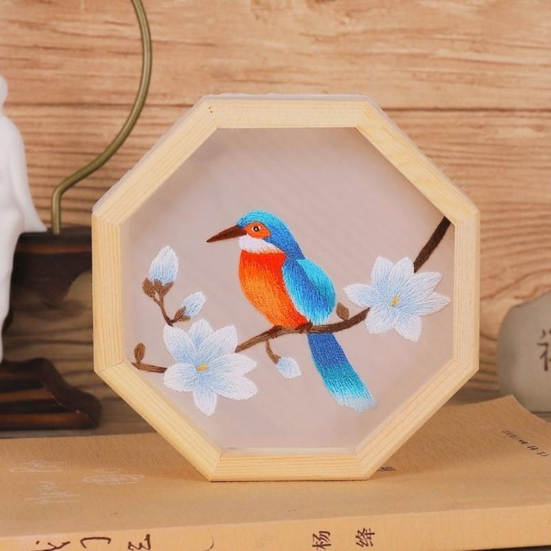 透明刺绣diy女孩初学丝带绣材料包情人礼物成人手工制作苏绣八角框不