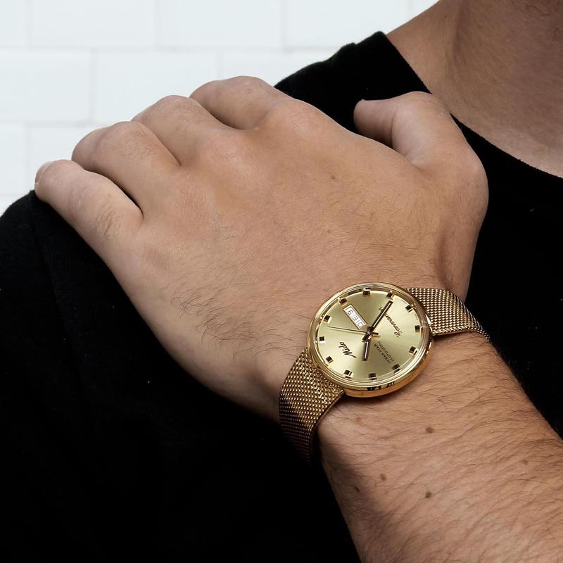 Mido男手表自动上链商务腕表Commander 1959日历显示经典复古高清大图