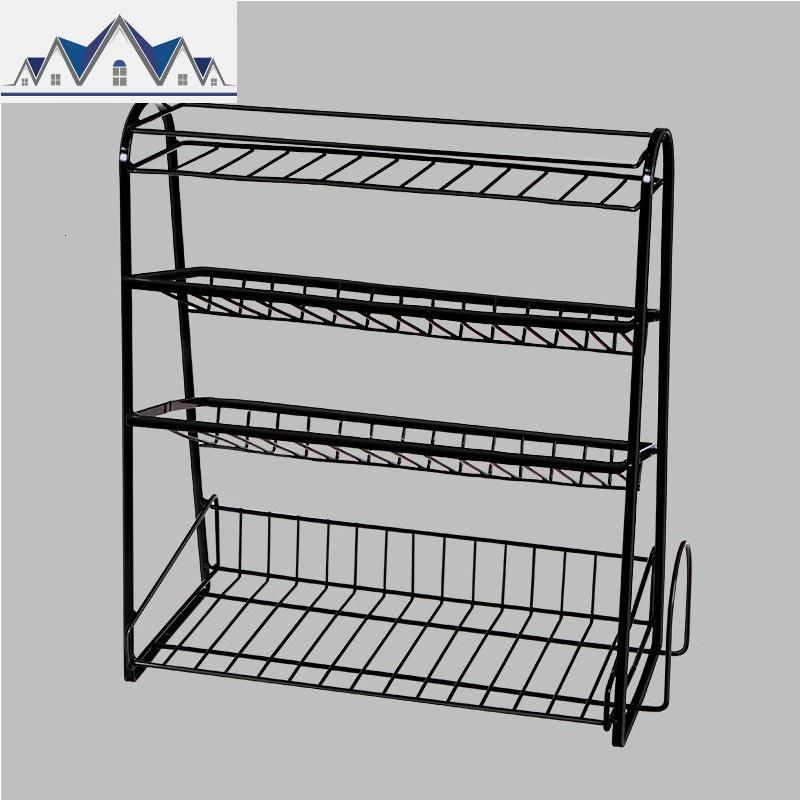 厨房用品调料架台面落地调味料架子收纳架铁艺四层斜面置物 三维工匠