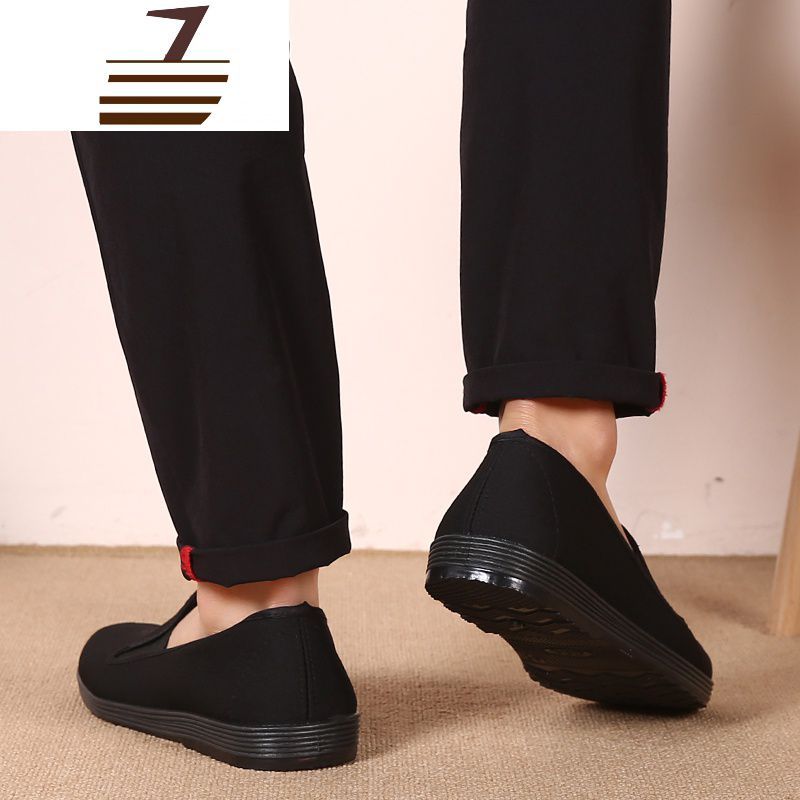 尗卡男军单布鞋牛筋底松紧鞋透气防滑软底黑鞋休闲鞋工作鞋帆布鞋