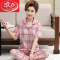睡衣女短袖长裤纯棉妈妈春夏季薄款开衫加大码中老年全棉两件套装