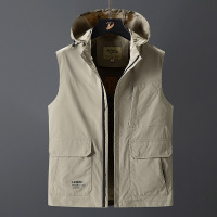 JPDUN春秋新款男士工装马甲春秋钓鱼摄影休闲速干马夹外套 4XL 卡其色