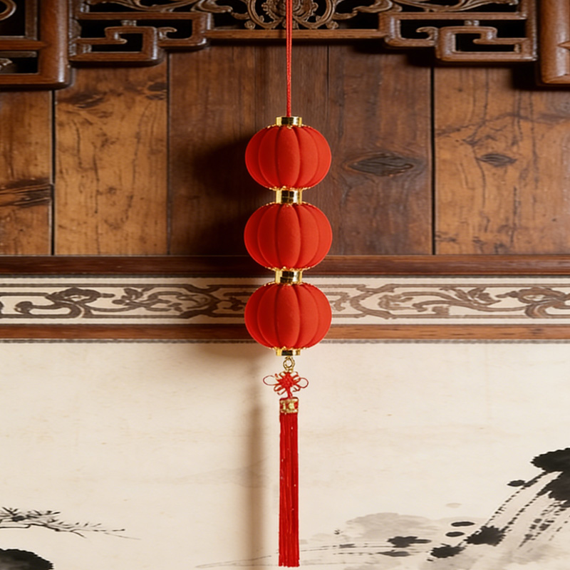 臻远 ZY-JQ05 植绒灯笼3连串 220mm (单位:串) 红色高清大图