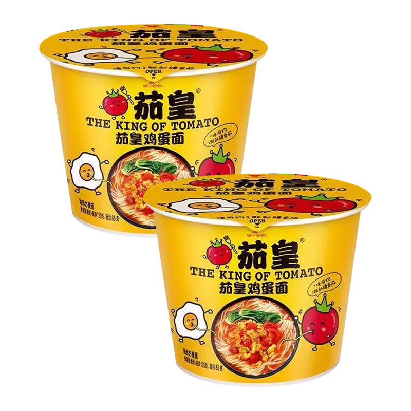 统一 茄皇 新疆番茄鸡蛋面 120g桶面*12桶 整箱装