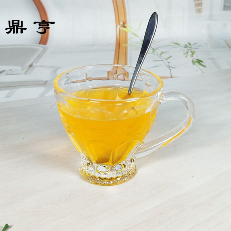 鼎亨家用玻璃水杯套装泡茶耐热欧式果汁杯加厚花茶杯无铅牛奶杯喝