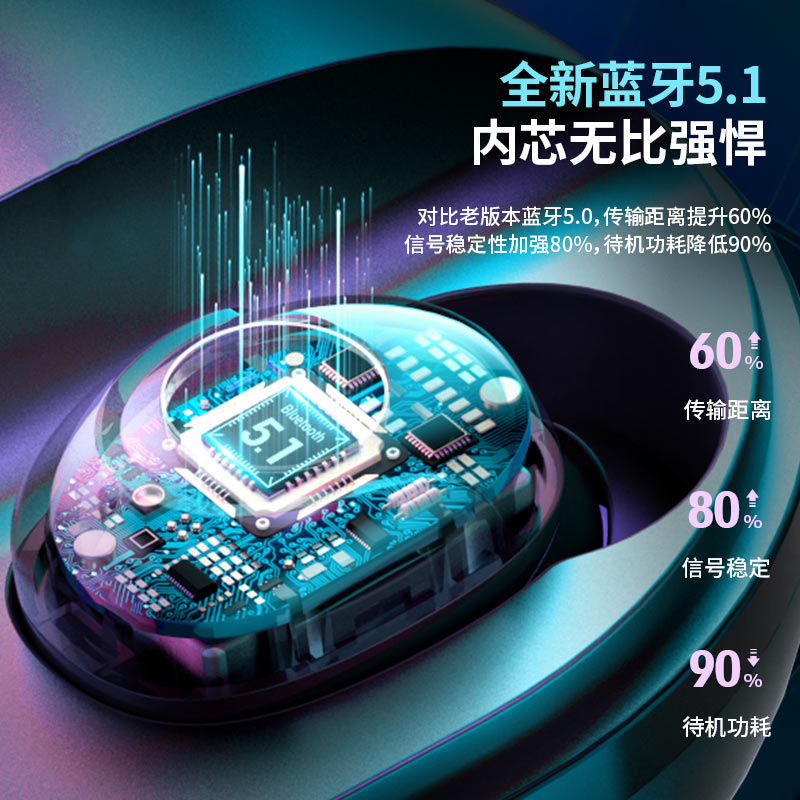 探索鲸 真无线蓝牙耳机 TWS双耳机迷你超小入耳塞头戴式运动华为OPPO苹果vivo通用 蓝牙5.1 智能LED数显