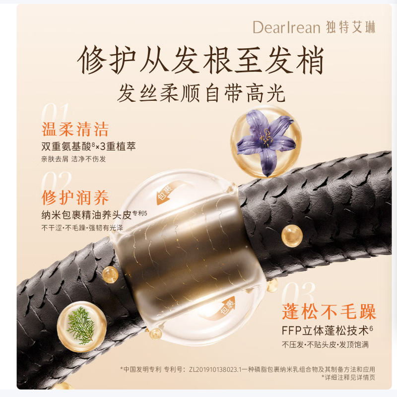 独特艾琳(Dear lrean)蓬松控油去屑香氛洗发水留香滋养洗发露男女我的少年350ml高清大图