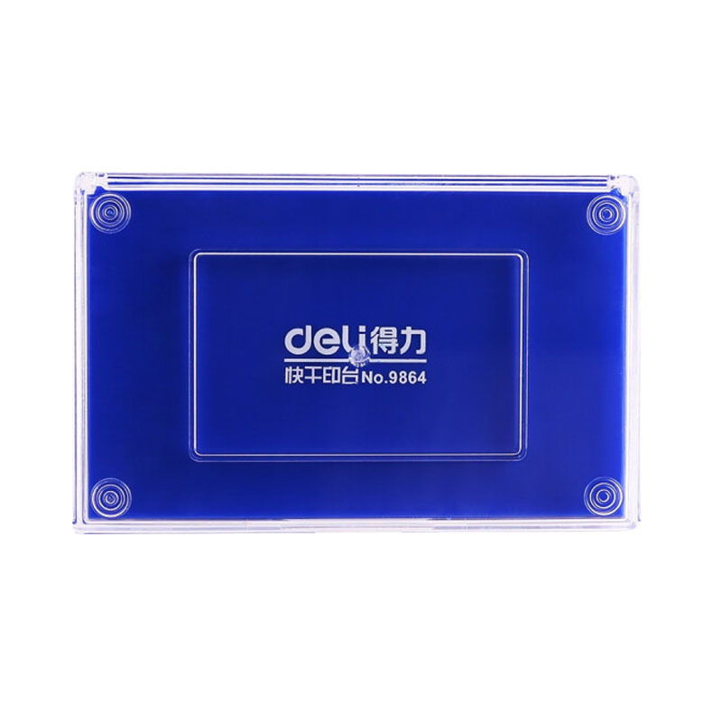 得力9864 137*88mm方形快干印台印泥 清晰印记 财务用品 办公用品 蓝色
