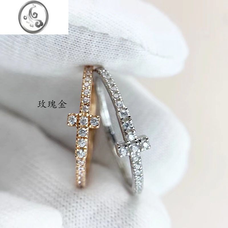 JiMiT字满钻戒指女银银玫瑰金精致轻奢单细排小众尾戒叠戴时尚指环