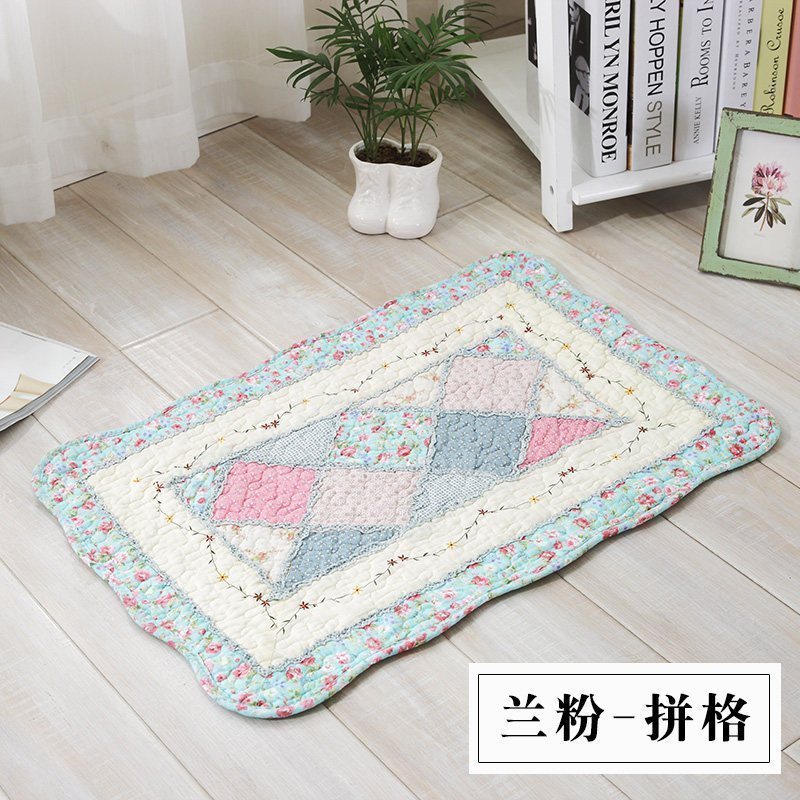 美帮汇绗缝手工拼布全棉椅垫防滑客厅布艺田园卧室垫子进入地垫机洗高清大图