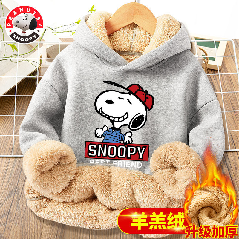 童装儿童卫衣加绒保暖冬季男女中大童羊羔绒连帽休闲针织上衣LJX高清大图