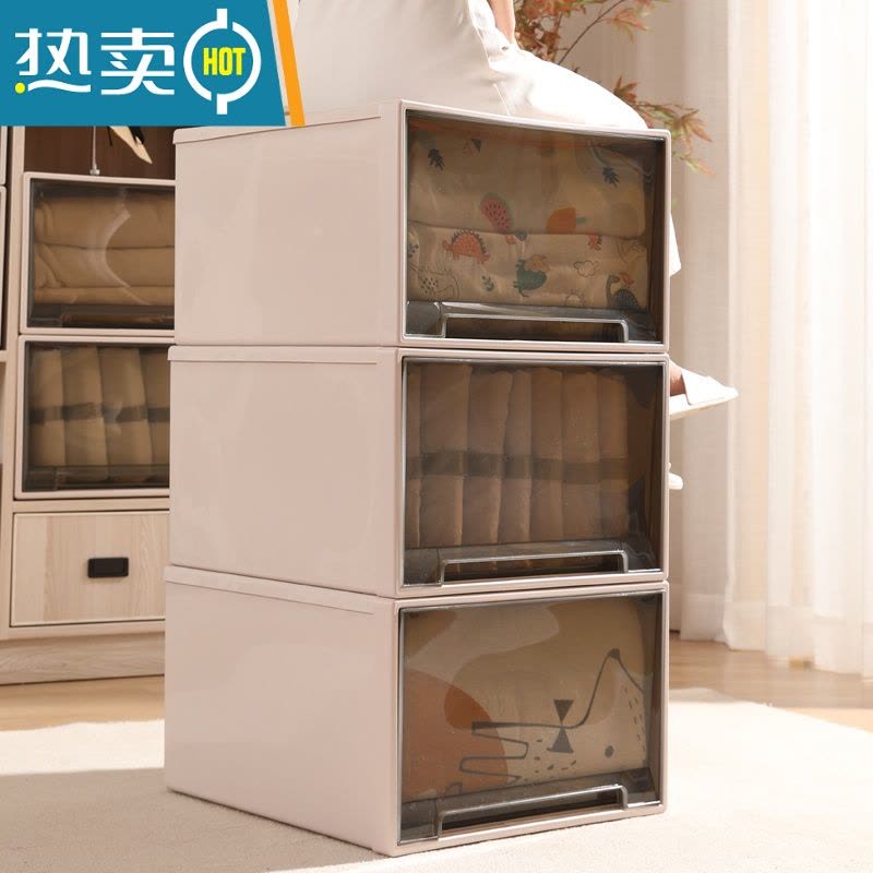 敬平卓越收纳箱抽屉式收纳盒家用收纳衣柜衣服物整理箱透明床底储物箱收纳柜图片