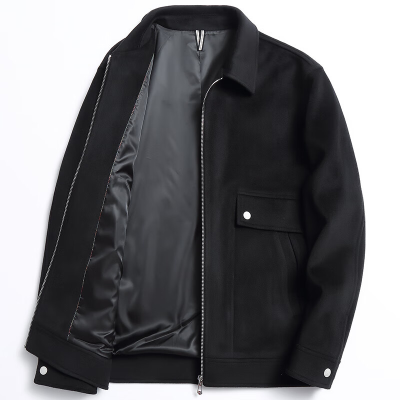 罗蒙男士短夹克秋冬季新时尚休闲上衣潮流翻领仿麂皮绒外套lz