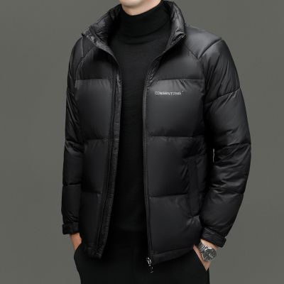 男士棉服秋冬季新款加厚立领拉链短款外穿休闲保暖棉衣外套男 黑色 195