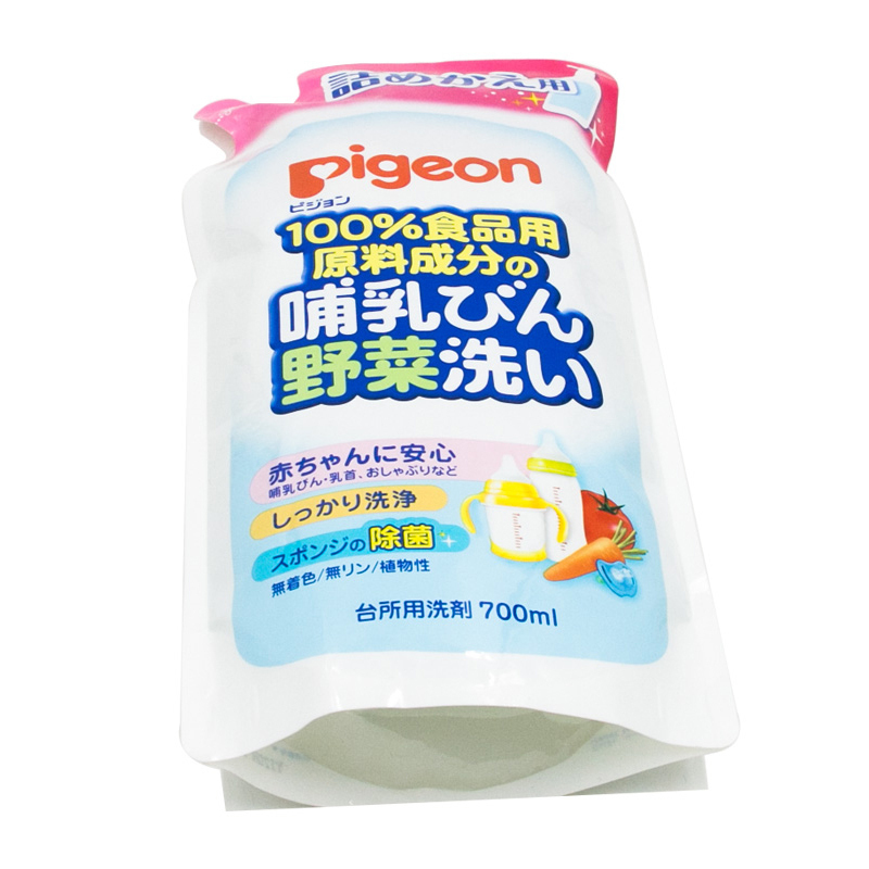 贝亲100%食品成分奶瓶和蔬菜清洁剂 700ml 替换装