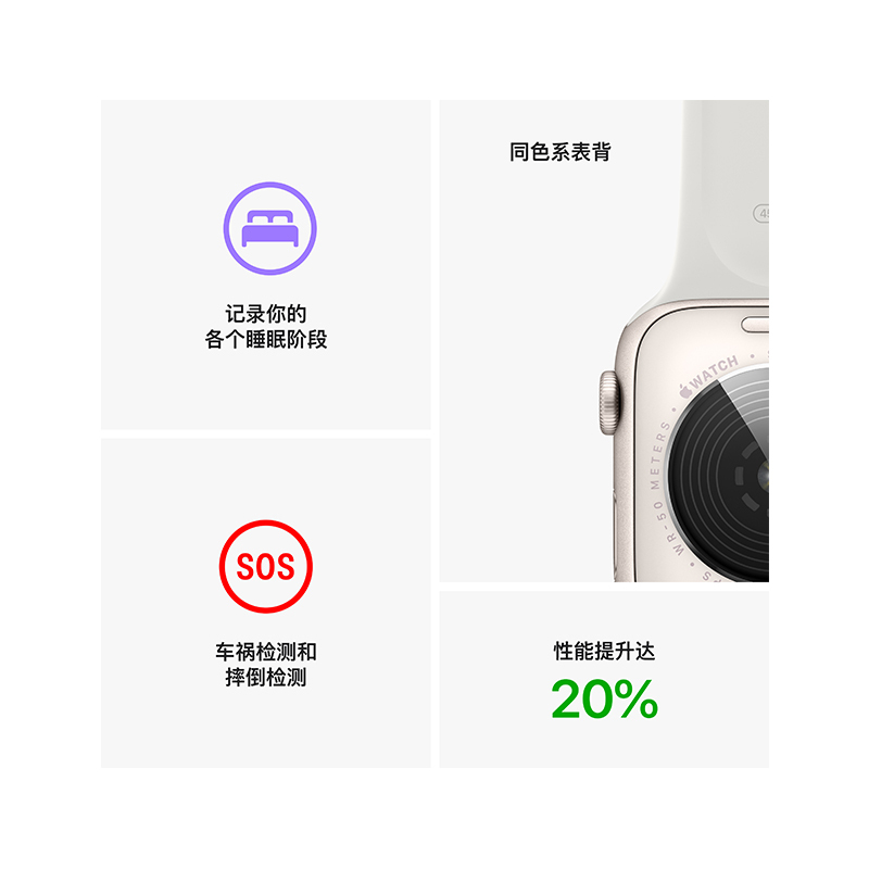Apple Watch SE 2022款智能手表 40mm GPS版 银色铝金属表壳 运动型表带