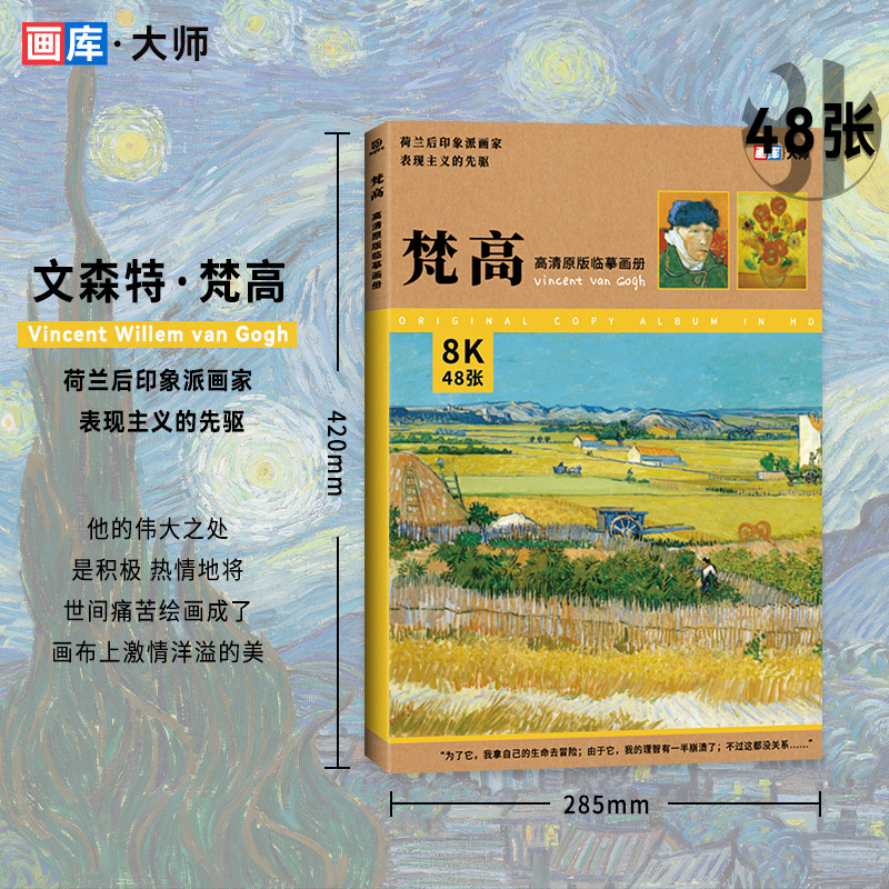 [正版]梵高 高清原版临摹画册 8K 48张大师作品集 西方大师名画临摹卡油画临摹画册 画库 油画临摹卡 明信片装饰装裱高清大图