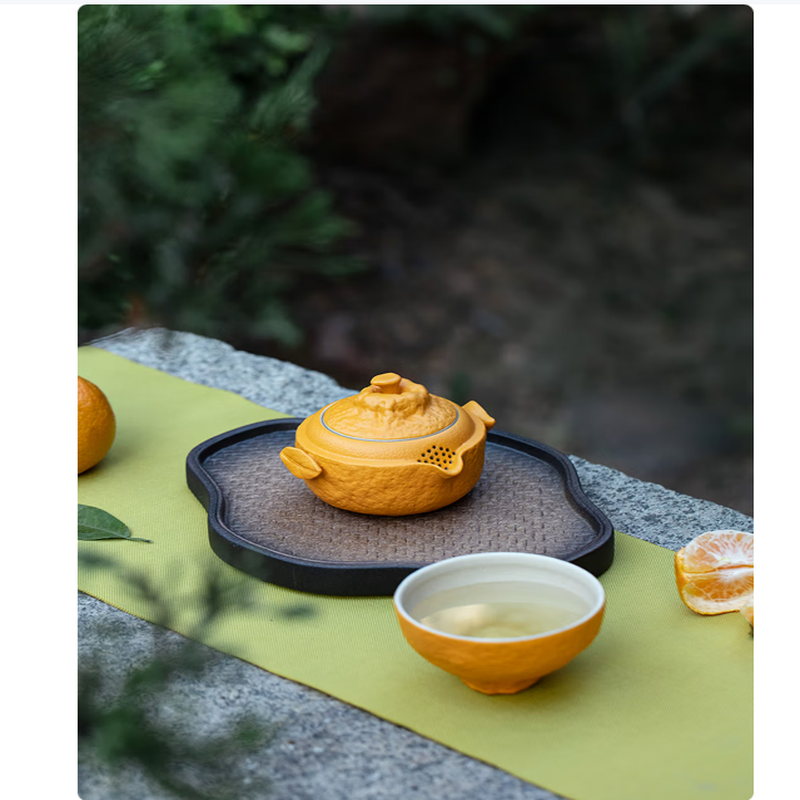 万仟堂旅行茶具高档茶具礼物陶瓷快客杯便携水果茶具户外露营 大吉大利