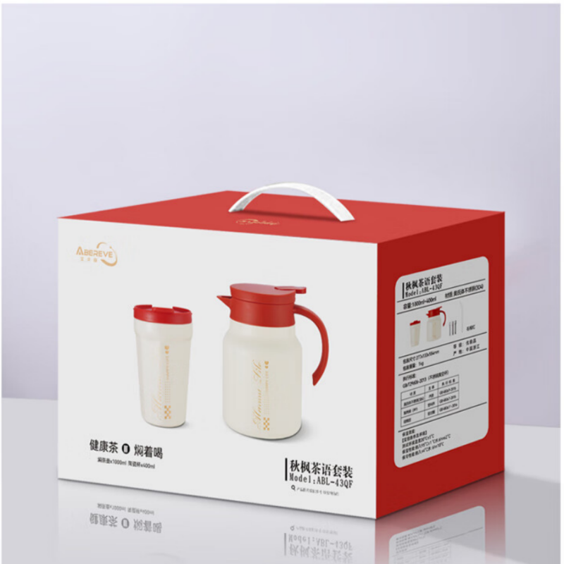 艾贝丽Abereve 秋枫茶语套装 健康泡茶饮水[焖茶壶1000ML_陶瓷杯400ML]石榴红ABL-43QF高清大图