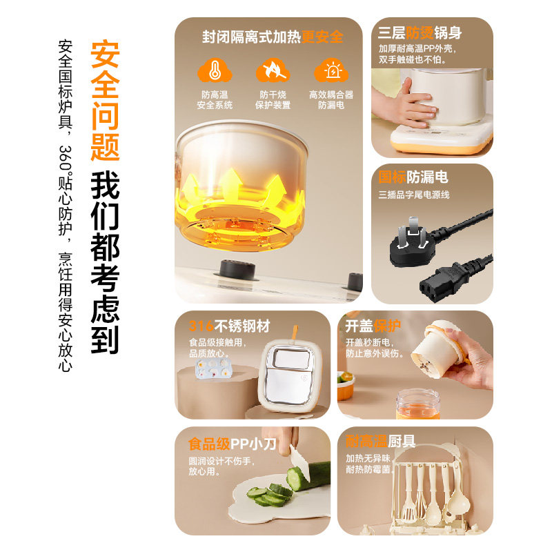 荣事达电煮锅迷你小火锅儿童厨具小厨房仿真玩具趣味厨房亲自厨房过家家电子厨房RS-BG600A芝士萌黄高清大图