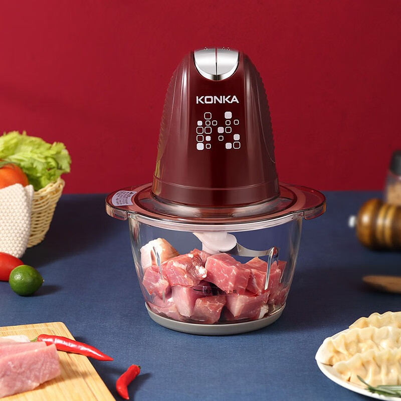 康佳(KONKA)230W透明玻璃搅拌碗1.5L不锈钢刀片食品加工器(碎肉机) KGJR-151A