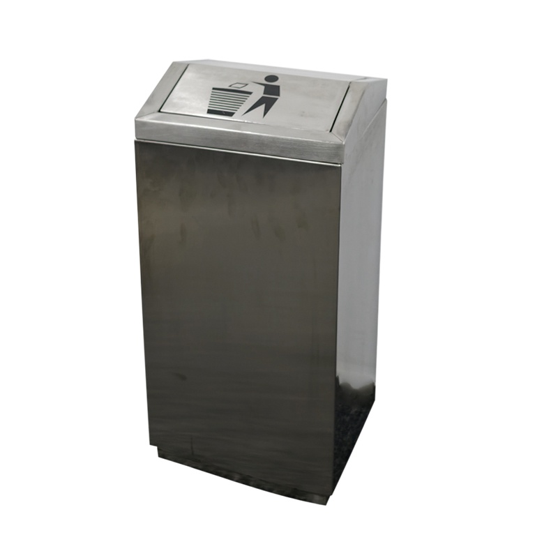 祝鑫 不锈钢翻盖垃圾桶 30*30*70cm 个高清大图