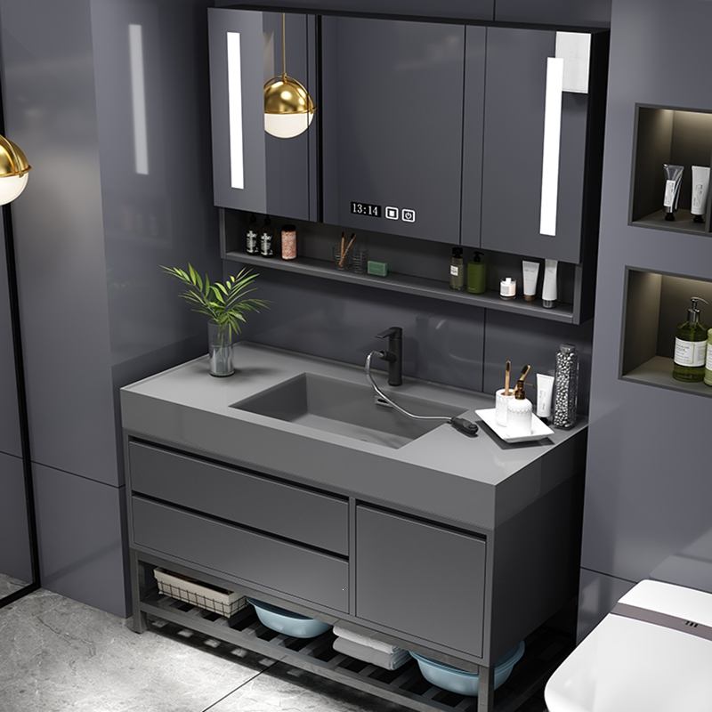闪电客纳米岩石一体盆轻奢浴室柜组合卫生间洗脸盆洗漱台洗手盆镜柜
