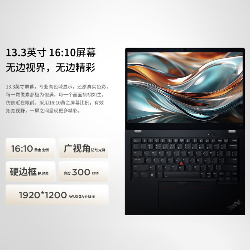 ThinkPad S2 06CD 2024款 13.3英寸AI轻薄超极本 酷睿Ultra7-155H 16G内存 2T固态 人脸识别 背光键盘 广视角 黑色 定制