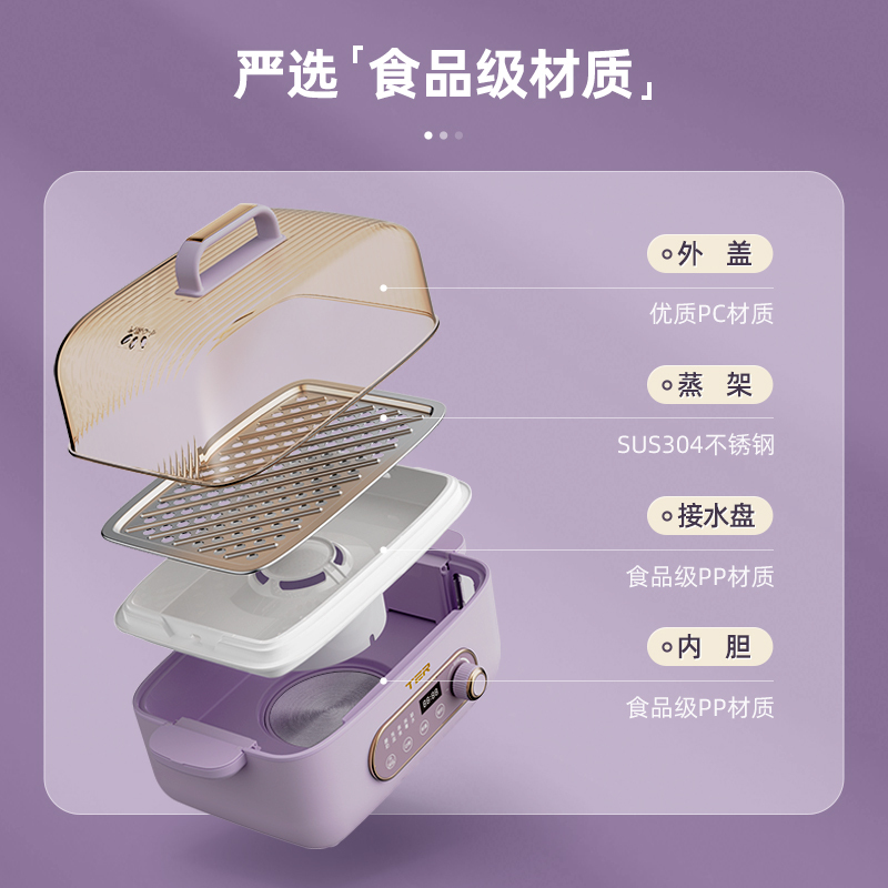 泰瑞达(TER)蒸炖锅电蒸锅多功能家用电炖锅隔水炖盅全自动预约蒸煮锅 T-ZG01 木槿紫带炖盅