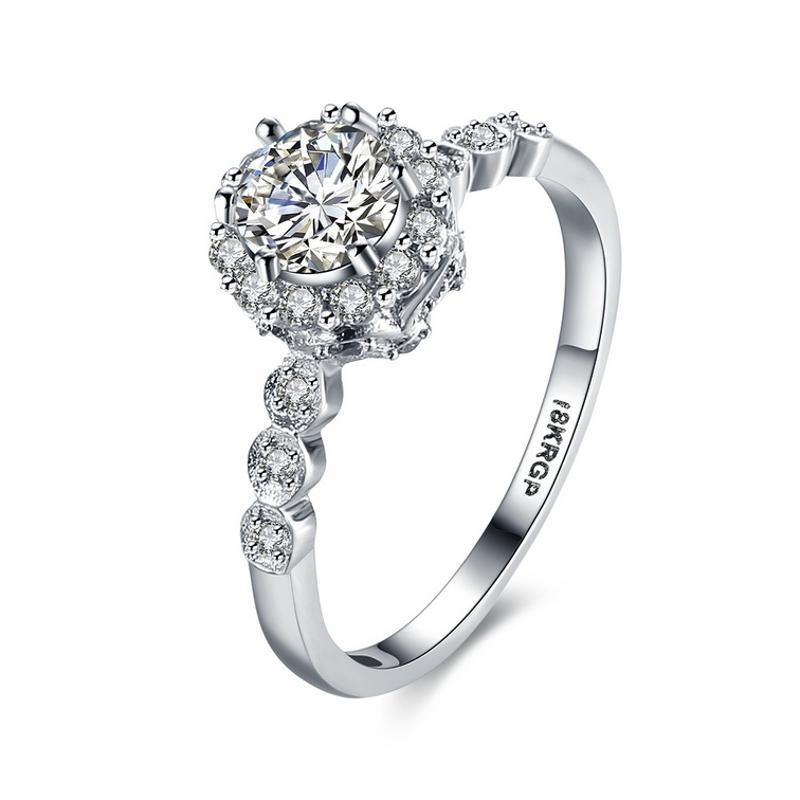 R839-CCouple Love Gold Rings铂金订婚戒指男女钻石情侣简约日韩送女朋友七夕情人节礼物