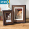 敬平美式小相框摆台黑胡桃色复古8寸6寸7儿童画框像框架创意5寸10寸A4 胡桃欧 5寸摆台[可放8.9*12.7cm]