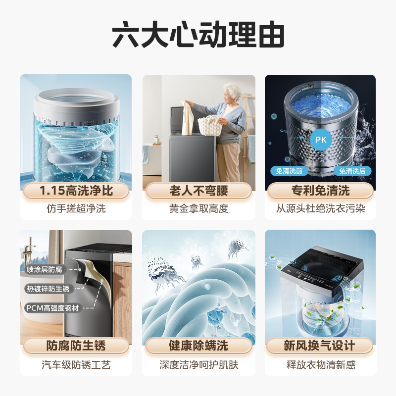 [苏宁自营]美的8公斤波轮洗衣机全自动家用 8KG免清洗宿舍租房防腐蚀生锈随心洗 专利免清洗 MB80V36T 国家补贴