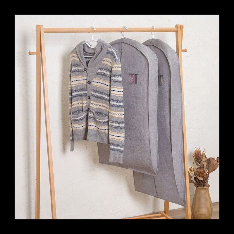 胜帐防尘罩牛津防尘袋挂式家用衣服防尘套 简约灰[立体款]45*70cm高清大图