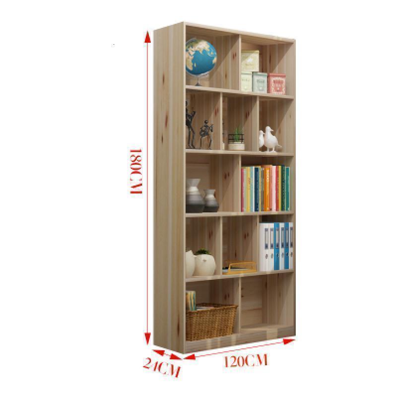森美人实木书柜书架自由组合落地松木书橱简约现代儿童带储物柜置物架 杉木E款无门120CM宽1.4米以上宽
