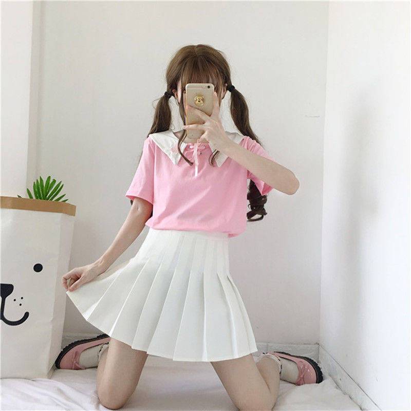 百褶裙女学生短裙韩版高腰半身裙女秋冬裙子半裙蓬蓬裙学院a字裙浅