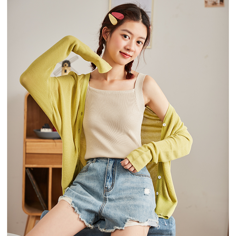 唐狮夏吊带背心女西装打底衫内搭无袖外穿小背心网红针织上衣白色黑色