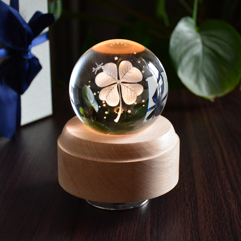 麋鹿水晶球音乐盒摆件天空之城送男女孩创意生日母亲节礼定制 三维