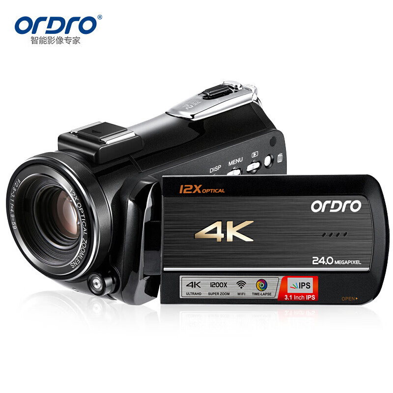 欧达(ORDRO)实用版 4K摄像机专业直播录像机家用手持DV光学变焦高清数码摄影机vlog短视频会议 AC5
