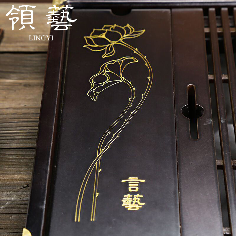领艺 茶盘 茶台 茶托盘 功夫茶盘 实木茶盘 茶具配件 荷韵杯架茶盘